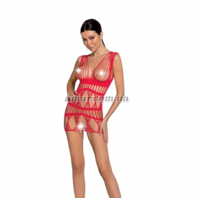 Бодистокинг-платье Passion BS089 красное, мини, плетение в виде паутины