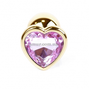 Анальная пробка «Jewellery Gold Heart» с светло-розовым кристалом в виде сердца 0