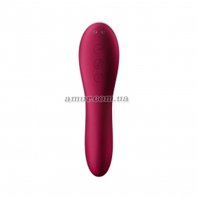 Вакуумний стимулятор із вібрацією Satisfyer Dual Crush, бордовий 0