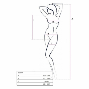 Бодистокинг с имитацией корсетной шнуровки Passion BS094 One Size, черный, цветочный узор, с доступом 3