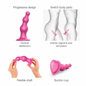 Фаллоимитатор Strap-On-Me Dildo Plug Beads Framboise Metallic L 2