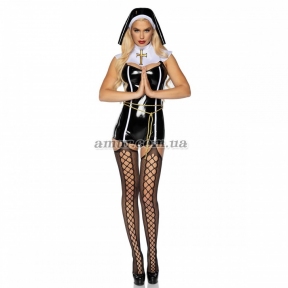 Провокационный виниловый костюм сестры-монахини Leg Avenue Vinyl Sinful Sister 0