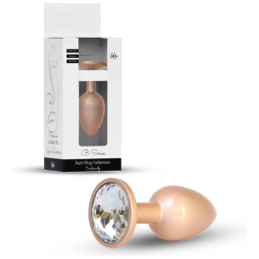 Анальная пробка Jewellery Pearl Gold Plug L, с прозрачным камнем 4