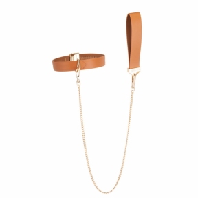 Повідець LOCKINK Tied Collar with Leash Set, коричневий 0