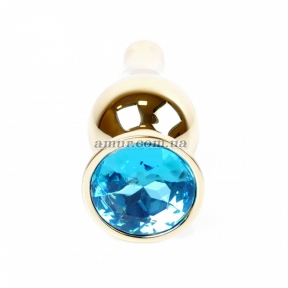 Анальная пробка «Jawellery Gold» с голубым кристалом 0
