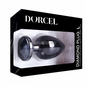 Металева анальна пробка із прикрасою у вигляді кристала Dorcel - Diamond Plug, L, чорна 5