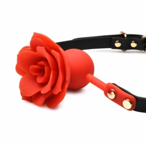 Силіконовий кляп з трояндою Master Series: Blossom Silicone Rose Gag – червоний 0