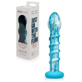 Скляний дилдо Gildo Ocean Wave, з силіконовою основою 7