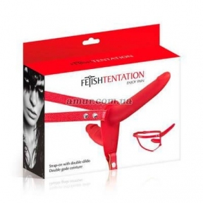 Двойной страпон Fetish Tentation Strap-On with Double Dildo Red 1