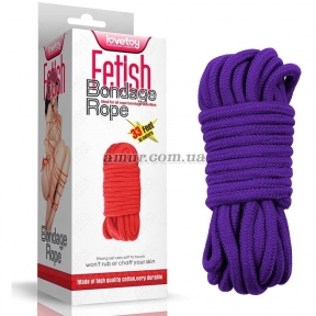 Мотузка для бондажу «Fetish Bondage Rope», фіолетова, 10 м 1