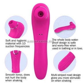 Вакуумний стимулятор «Sucking Massager», рожевий, 10 режимів всмоктування та вібрацій 4