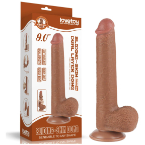Реалістичний фалоімітатор 9 Sliding Skin Dual Layer Dong Brown, 22 см 5