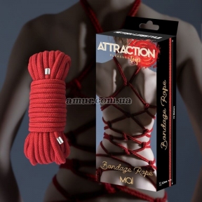Мотузка для BDSM MAI Bondage Rope, червона, довжина 10 м, діаметр 6,5 мм, поліестер 4