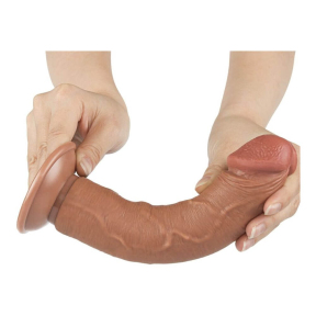 Фалоімітатор без мошонки Sliding Skin Dual Layer Dong, коричневий, 20 см 0