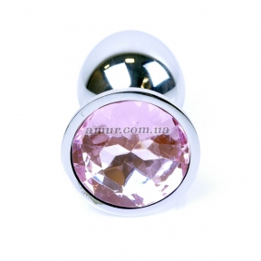 Анальная пробка «Jewellery Silver» с розовым кристаллом 0