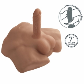 Полуторс с фаллоимитатором на присоске SilexD Apollo S Male Torso Caramel 4