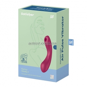 Вакуумный стимулятор с вибрацией Satisfyer Curvy Trinity 1, красный, игрушка 3в1 3