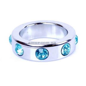 Эрекционное кольцо «Ring-Metal with Light Blue Diamonds Medium» 0