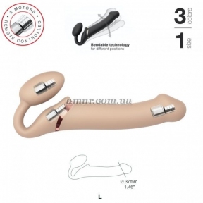 Безремневий страпон з вібрацією Strap-On-Me Vibrating Flesh M, діаметр 3,3 см, пульт ДУ 3