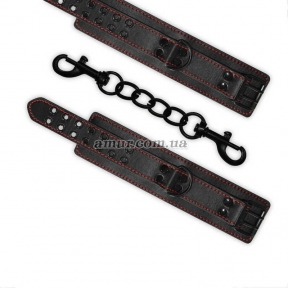 Чорні наручники з червоним рядком «Bondage Fetish Pleasure Handcuffs» 1