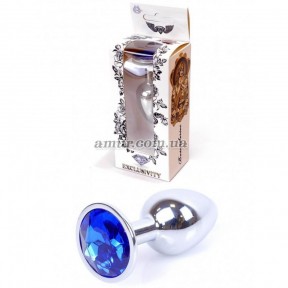 Анальная пробка «Jewellery Silver» с синим кристалом 7