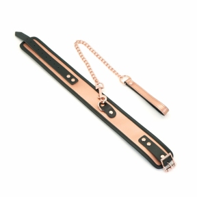 Широкий нашийник із повідцем Liebe Seele Rose Gold Memory Collar with Leash, натуральна шкіра 0