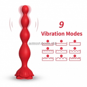 Анальный стимулятор «Rosestick», красный, 9 режимов вибрации 7