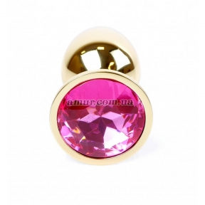 Анальная пробка «Jewellery Gold» с розовым кристалом 0