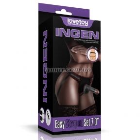 Женский страпон «Ingen Easy Strap-On», коричневый фалос, 18 см 13