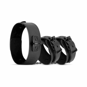 Наручники з нашийником Bedroom Fantasies: Collar & Wrist Cuffs, чорні 0