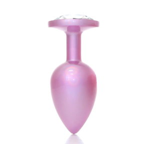 Анальна пробка Jewellery Pearl Pink Plug L, з прозорим каменем 1
