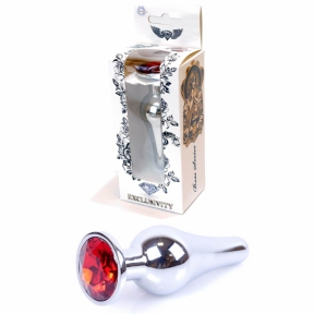 Анальная пробка «Jewellery Silver Butt Plug», с красным камнем 8