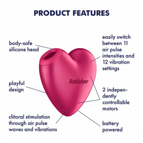 Вакуумний стимулятор Satisfyer Cutie Heart з Air Pulse і вібрацією, рожевий 2