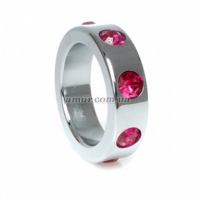 Металлическое эрекционное кольцо «Pink Diamonds», с розовыми стразами 2