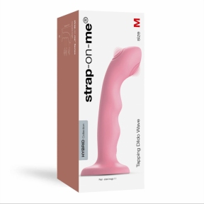 Насадка для страпона с двойной точечной пульсацией Strap-On-Me TAPPING DILDO WAVE – CORAL PINK, М 4