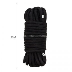Мотузка для BDSM MAI Bondage Rope, чорна, довжина 10 м, діаметр 6,5 мм, поліестер 0