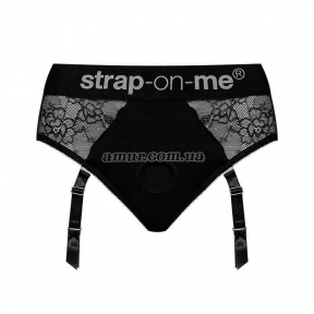 Кружевные трусы для страпона с подвязками для чулок Strap-On-Me Diva Harness, L 9