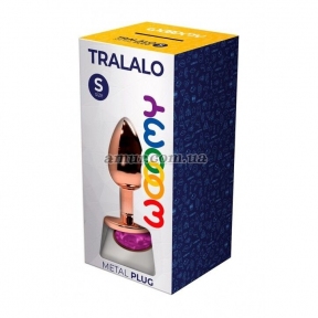 Анальная пробка Wooomy Tralalo Metal Plug Size S, с фиолетовым камнем 0