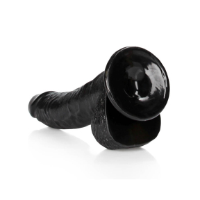 Реалистичный фаллоимитатор RealRock Curved Dildo с мошонкой и присоской, 20,5 см, черный 2