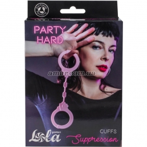 Розовые силиконовые наручники «Party Hard Suppression» 3