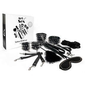 Набір Art of Sex - Spikes BDSM Set Leather, 10 предметів, натуральна шкіра, чорний 3