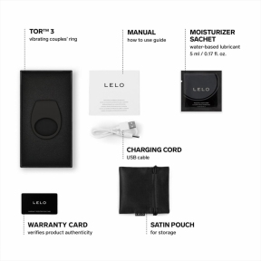 Ерекційне кільце з вібрацією Lelo Tor 3, чорне, керування зі смартфона 3