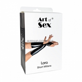 Виниловые миттинки Art of Sex - Lora короткие, черные 1