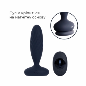 Анальная смарт-вибропробка с пульсацией Svakom Jordan Navy Blue, пульт ДУ 5