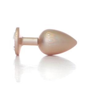 Анальная пробка Jewellery Pearl Gold Plug L, с прозрачным камнем 0