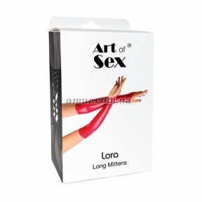 Виниловые миттинки Art of Sex - Lora длинные, черные 2