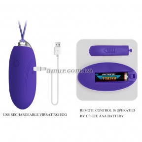 Фиолетовый вибростимулятор-яйцо «Jenny-Youth», ДУ, 12 режимов вибрации 4