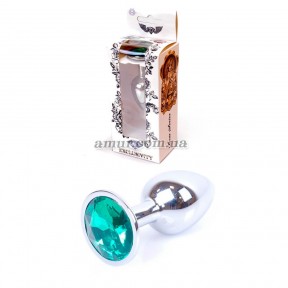Анальная пробка «Jewellery Silver» с зеленым кристалом 7