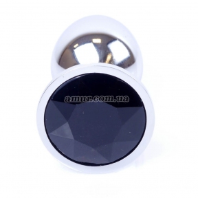 Анальная пробка «Jewellery Silver Plug» с черным кристалом 0