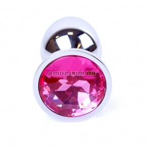 Анальная пробка «Jewellery Silver» с ярко розовым кристаллом 0